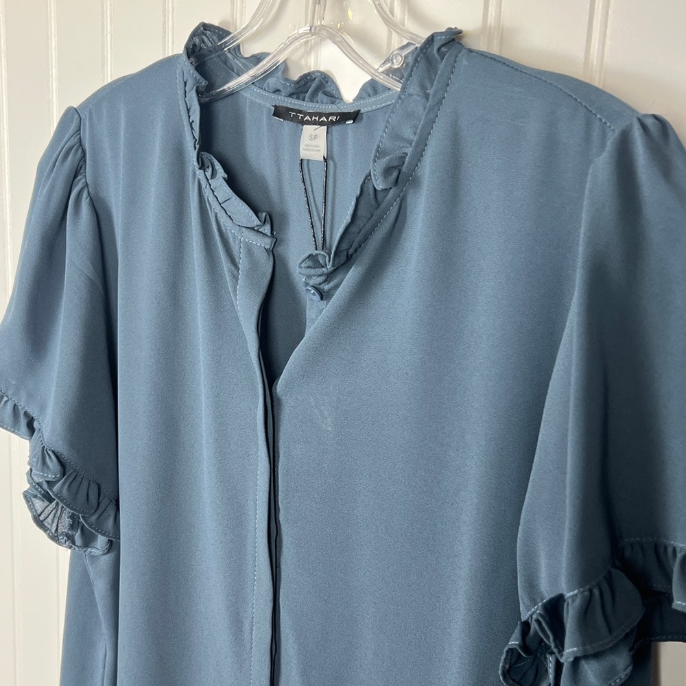 Tahari Deep Slate Blue Top - Small - Picture 3 of 13